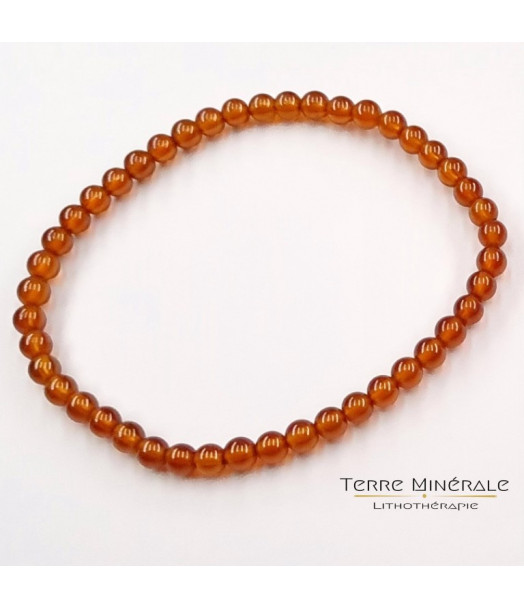 Bracelet Boule 04mm Grenat Brun Hessonite AA Bracelet Boule 04mm Grenat Brun Hessonite AA