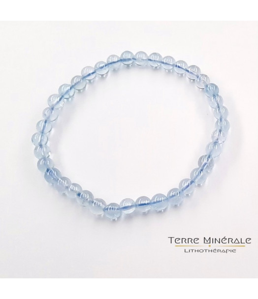 Bracelet Topaze Bleue AAA Boule 5 - 6 mm Bracelet Topaze Bleue AAA Boule 5 - 6 mm