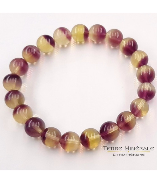 Bracelet Fluorine Violette AA Boule 7.5 - 8.5 mm