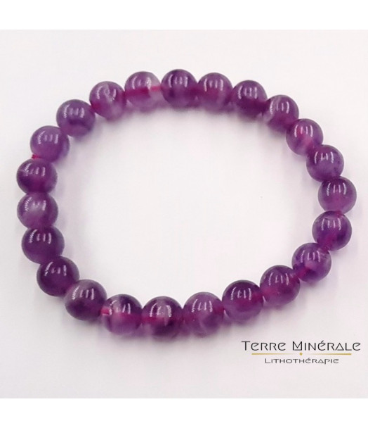 Bracelet Fluorine Violette AA Boule 7.5 - 8.5 mm Bracelet Fluorine Violette AA Boule 7.5 - 8.5 mm
