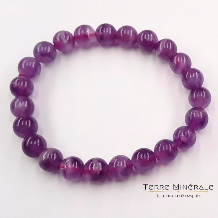 Bracelet Fluorine Violette AA Boule 7.5 - 8.5 mm