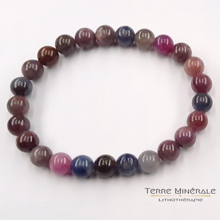 Bracelet Saphir Multicolore A Boule 8 mm