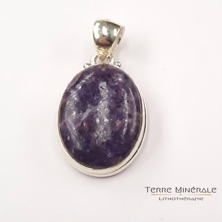 Pendentif Lepidolite 8 mm Argent 925