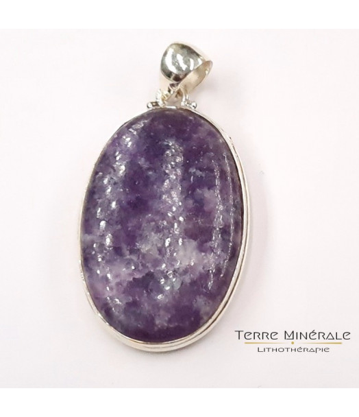 Pendentif Lepidolite 8 mm Argent 925 Pendentif Lepidolite 8 mm Argent 925