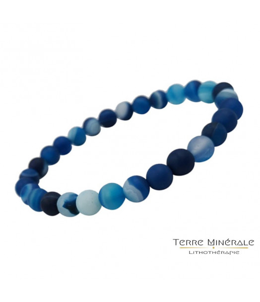 Bracelet Agate Bleue dépolie 6 mn Bracelet Agate Bleue dépolie 6 mn