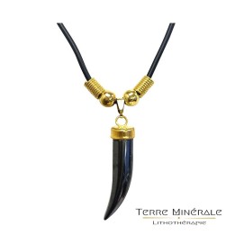 Collier Corne Hématite sur cordon - 43 cm