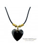 Collier cœur Hématite avec cordon - 43 cm