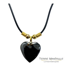 Collier cœur Hématite avec cordon - 43 cm