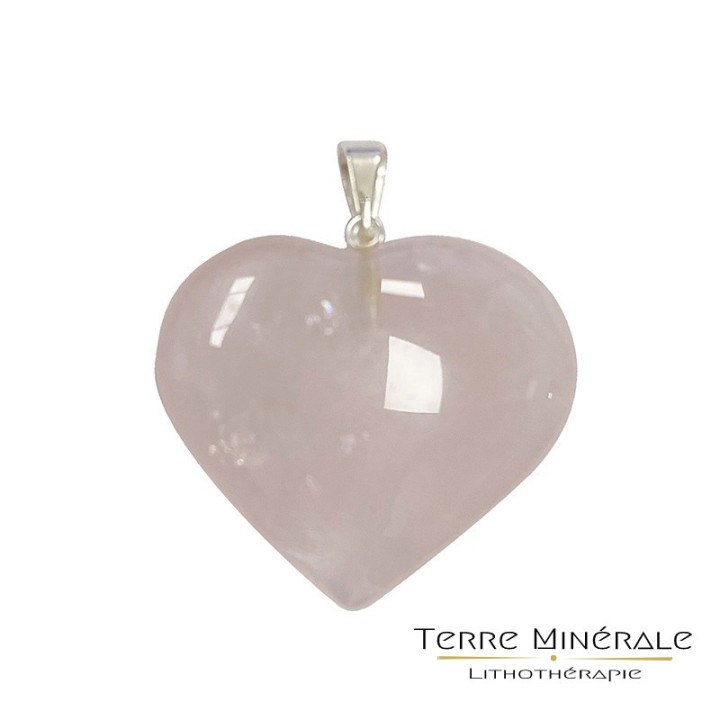 Pendentif Coeur Quartz Rose 2 à 3 cm