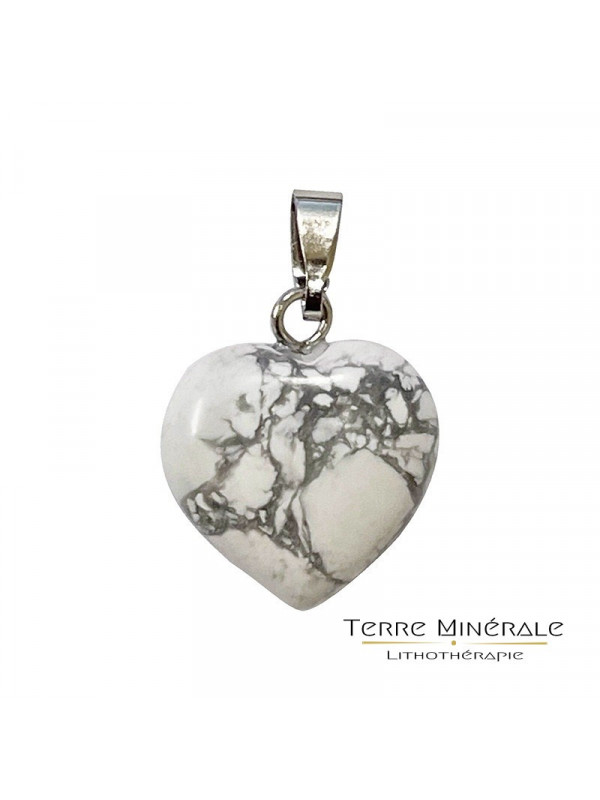 Pendentif Coeur howlite 15 mn