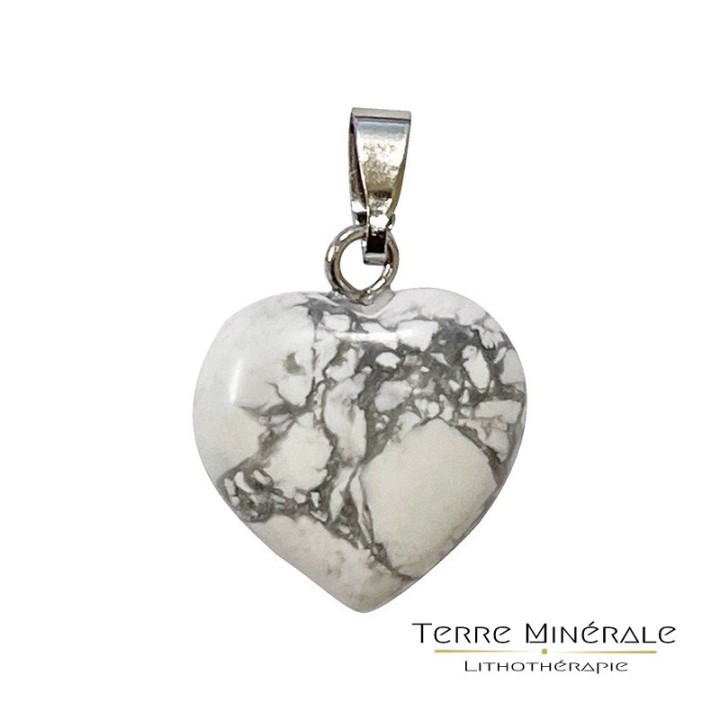 Pendentif Coeur howlite 15 mn