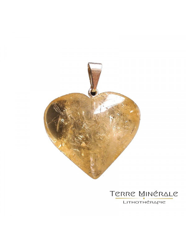 Pendentif coeur citrine chauffée 2-3 cm