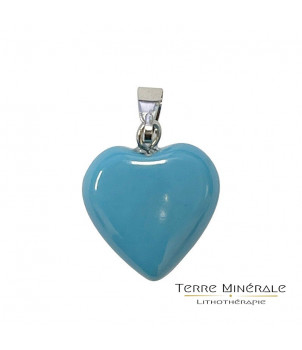 Pendentif coeur Howlite Turquoise 15 mn