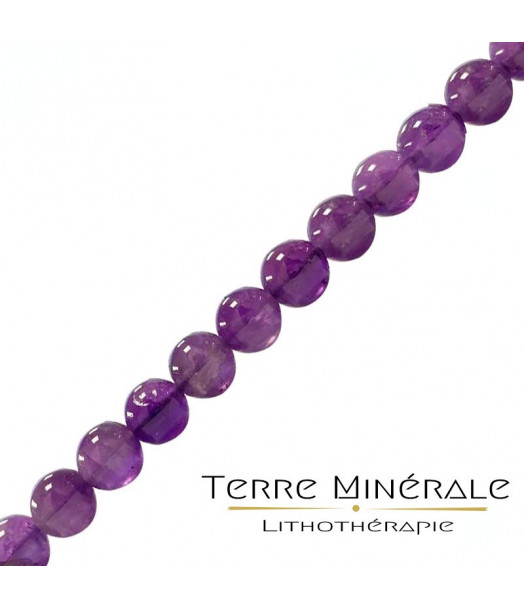 Collier Améthyste perles boules 8 mn Collier Améthyste perles boules 8 mn