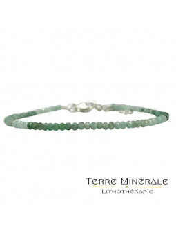 Bracelet Emeraude facetté 3.5 mm 17 cm fermoir + chaînette argent 0.925