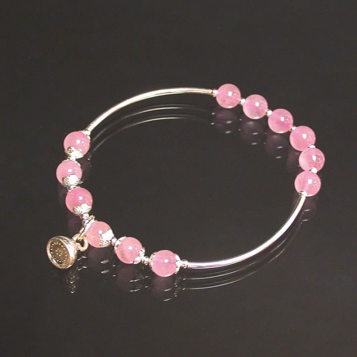 Bracelet Quartz Rose argent 0.925