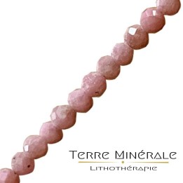 Collier Rhodochrosite facetté 2 mn Argent 0.925