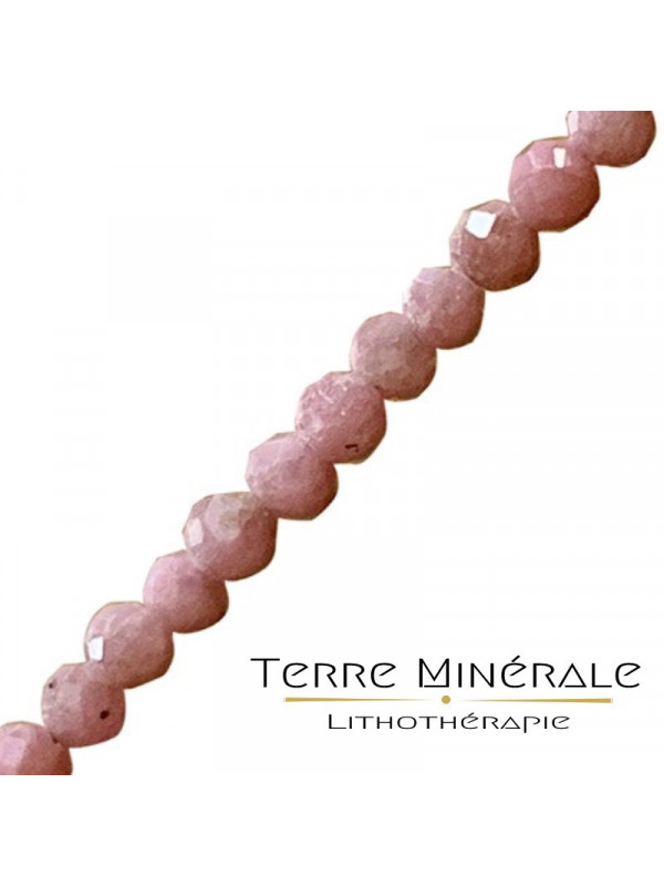 Collier Rhodochrosite facetté 2 mn Argent 0.925