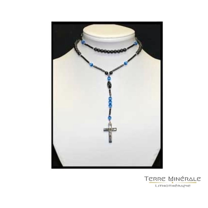 Chapelet Hématite 90 CM Pendant 15 CM