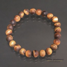 Bracelet Homme Oeil de Tigre 10mm dépoli