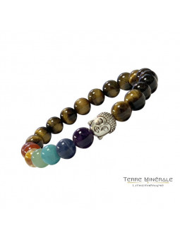 Bracelet Chakra 8mm Oeil de tigre et Bouddha