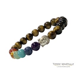 Bracelet Chakra 8mm Oeil de tigre et Bouddha