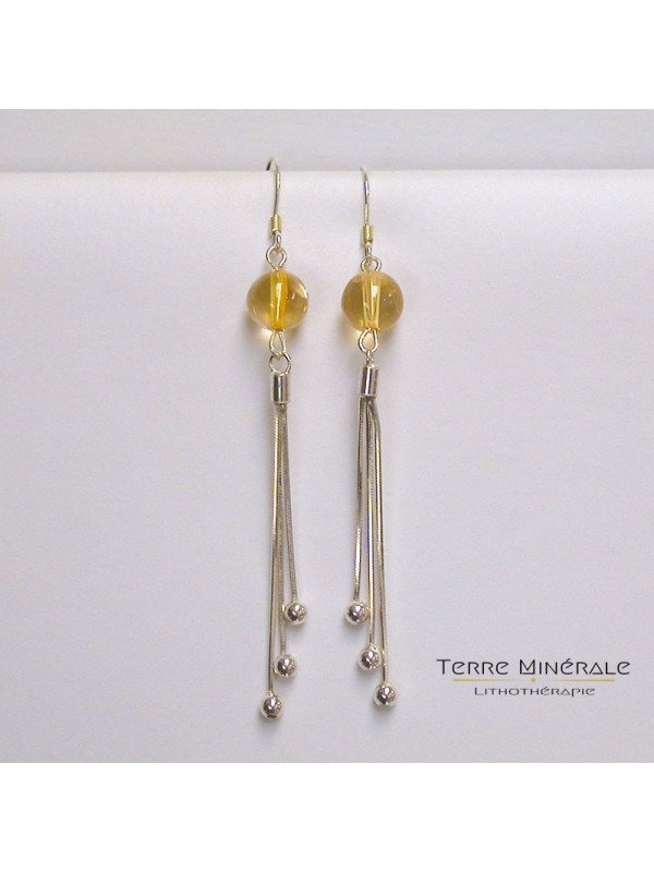 Boucles d'oreilles Citrine chauffée 8mm Argent 0.925