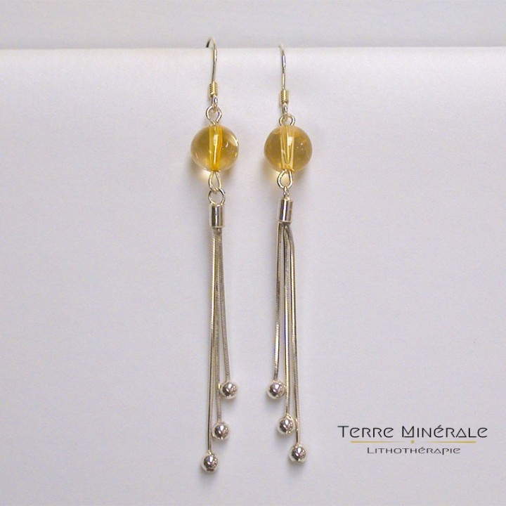Boucles d'oreilles Citrine chauffée 8mm Argent 0.925