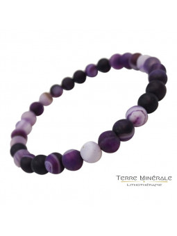Bracelet Agate teintée violette dépolie 6 mn
