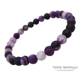 Bracelet Agate teintée violette dépolie 6 mn