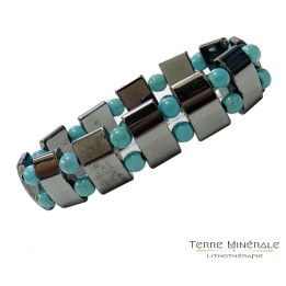 Bracelet Hématite et Howlite Turquoise