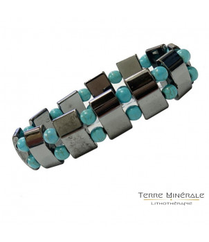 Bracelet Hématite et Howlite Turquoise