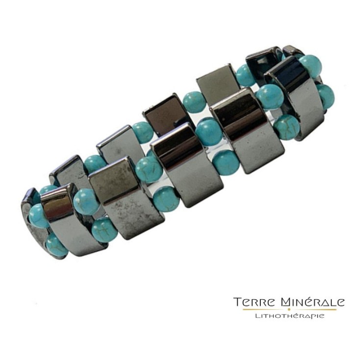 Bracelet Hématite et Howlite Turquoise