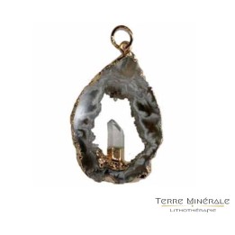 Pendentif Cristal de Roche Tranche Geodhinos