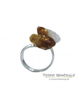 Bague réglable Citrine chauffée 2 pointes