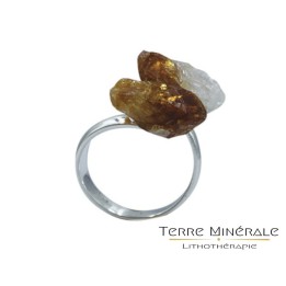Bague réglable Citrine chauffée 2 pointes