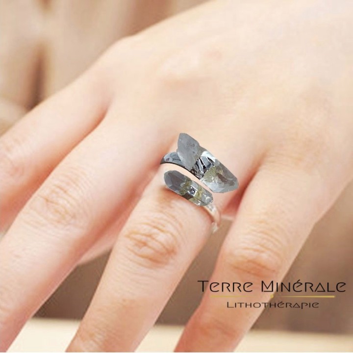 Bague réglable Quartz 2 pointes