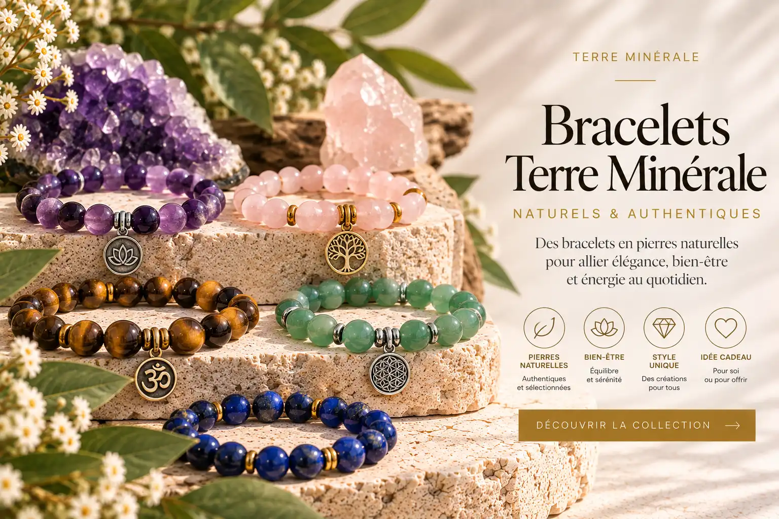 Bracelets en pierres naturelles Terre Minérale