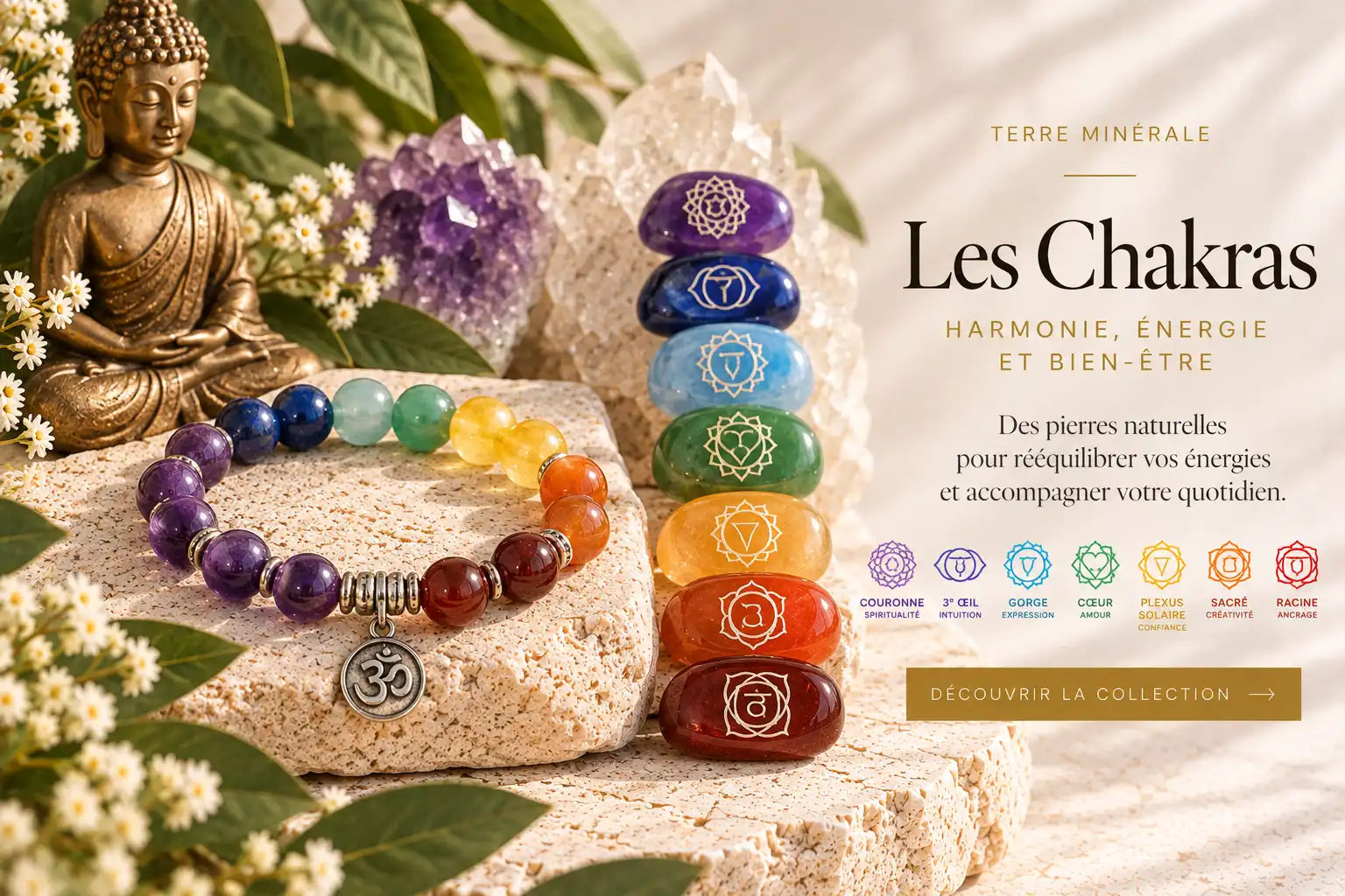Pierres et correspondances traditionnelles avec les chakras
