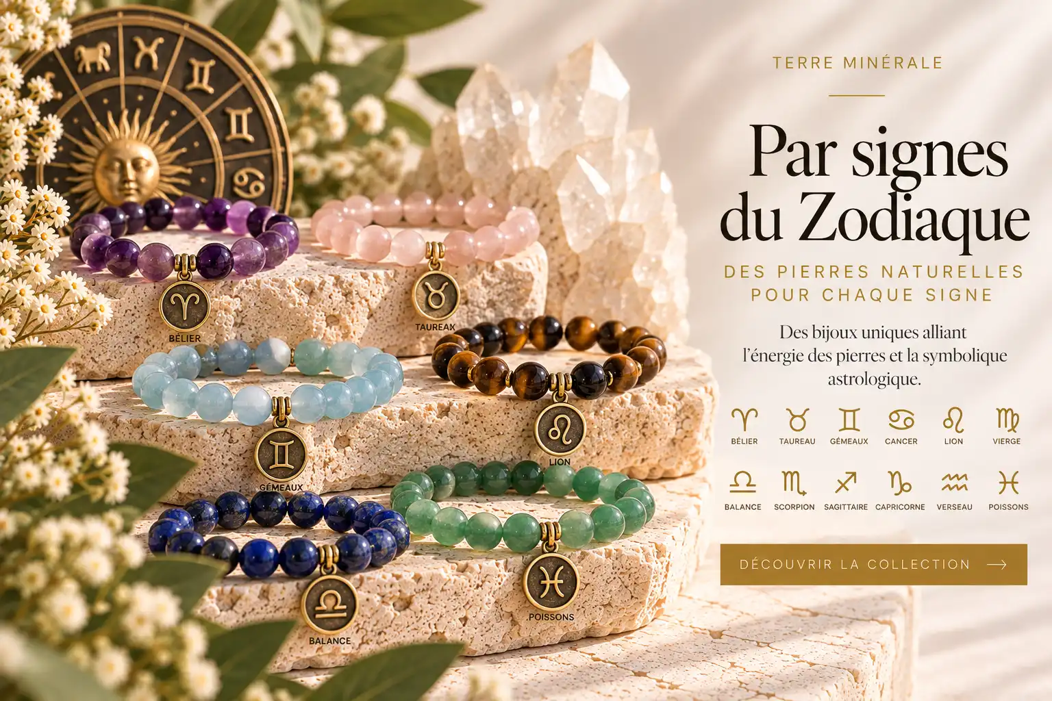 Pierres et correspondances traditionnelles avec les signes du zodiaque